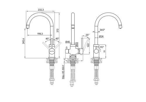 Смеситель для кухни Paulmark ESSEN Es213211-308 на раковину черный - фото 3